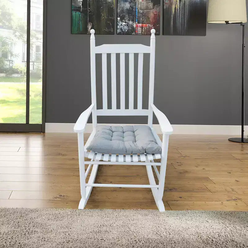 fauteuil à bascule de véranda en bois BLANC, sans tapis