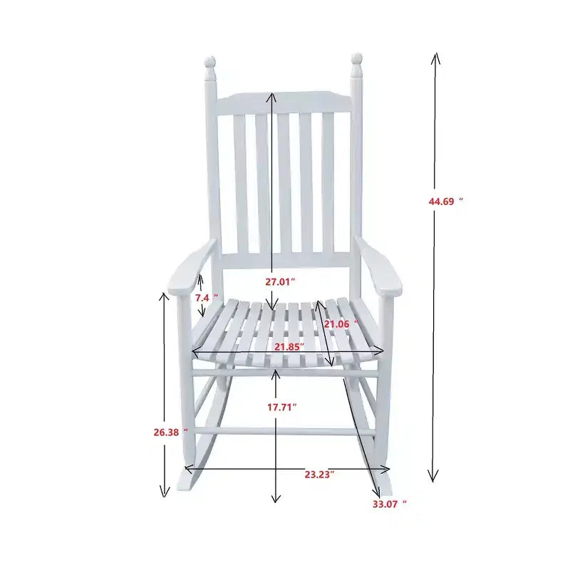 fauteuil à bascule de véranda en bois BLANC, sans tapis