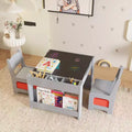 Kids Table and Chair Set, 4 in 1 Wooden Activity Table & 2 Chairs with Storage Drawer Detachable Tabletop for Toddlers Kids Drawing, Reading, Crafts