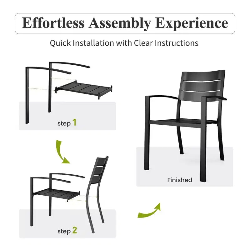 Captiva Designs Ensemble de salle à manger d'extérieur 5 pièces en acier avec table et chaises en métal à dossier rayé