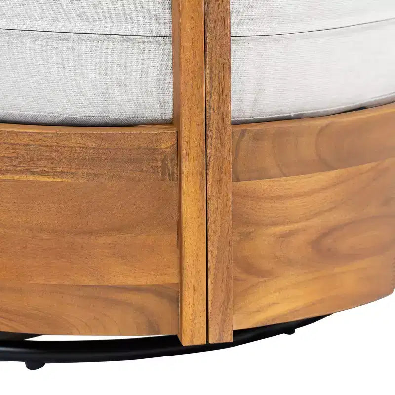 Christopher Knight Home Hira Fauteuil club pivotant moderne d'extérieur en bois d'acacia avec coussins épais et dossier incurvé