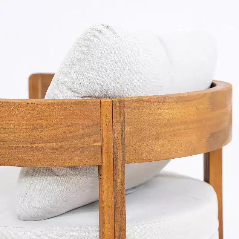 Christopher Knight Home Hira Fauteuil club pivotant moderne d'extérieur en bois d'acacia avec coussins épais et dossier incurvé