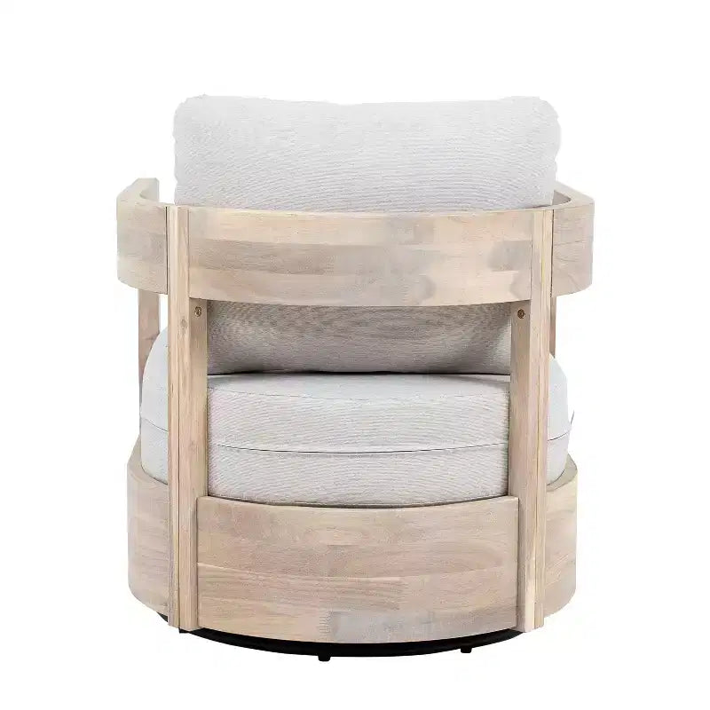 Christopher Knight Home Hira Fauteuil club pivotant moderne d'extérieur en bois d'acacia avec coussins épais et dossier incurvé