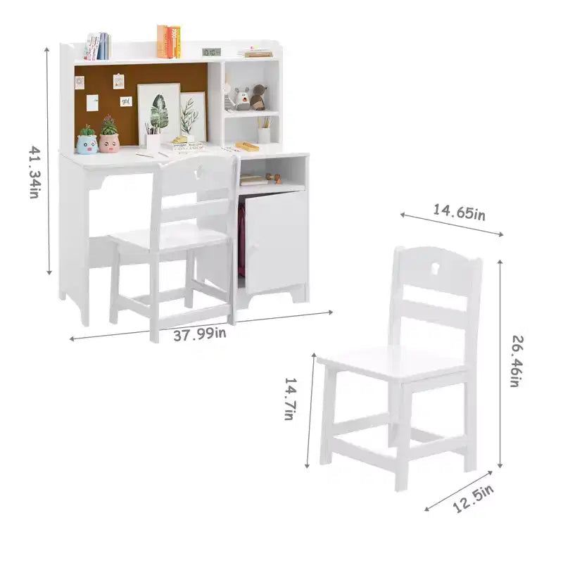 Bureau et chaise d'étude pour enfants avec rangementEnsemble table d'apprentissage ergonomique pour enfants avec étagère et organisateur - Construction en bois d'ingénierie