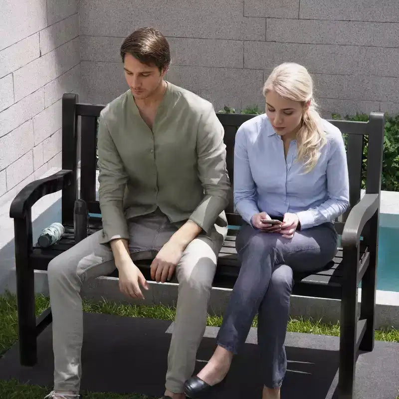 Okak Fauteuil d'extérieur résistant aux UV avec lattes, Chaises de jardin avec sièges larges, Fauteuil d'appoint pour patio, jardin, véranda, Noir