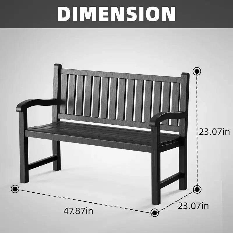 Okak Fauteuil d'extérieur résistant aux UV avec lattes, Chaises de jardin avec sièges larges, Fauteuil d'appoint pour patio, jardin, véranda, Noir