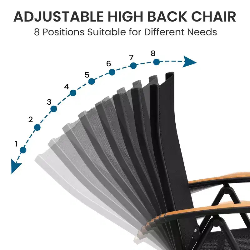 Ensemble de salle à manger de patio extensible Crestlive Products avec fauteuils de salle à manger pliants réglables, structure en aluminium et textile respirant et trou pour parasol