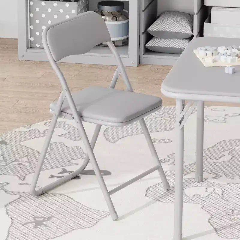 Ensemble table et chaises pliantes 3 pièces pour garçons et filles, table et chaise portables avec coussin souple en PU, idéal pour manger, lire et jouer