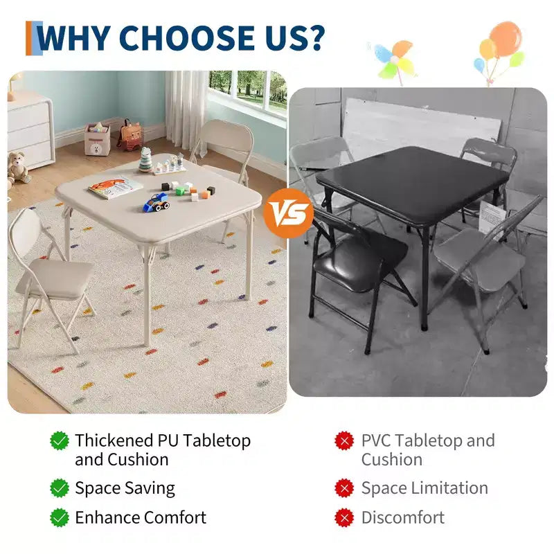 Ensemble table et chaises pliantes, ensemble table et chaises d'activités pour garçons et filles pour salle à manger, garderie, salles de classe