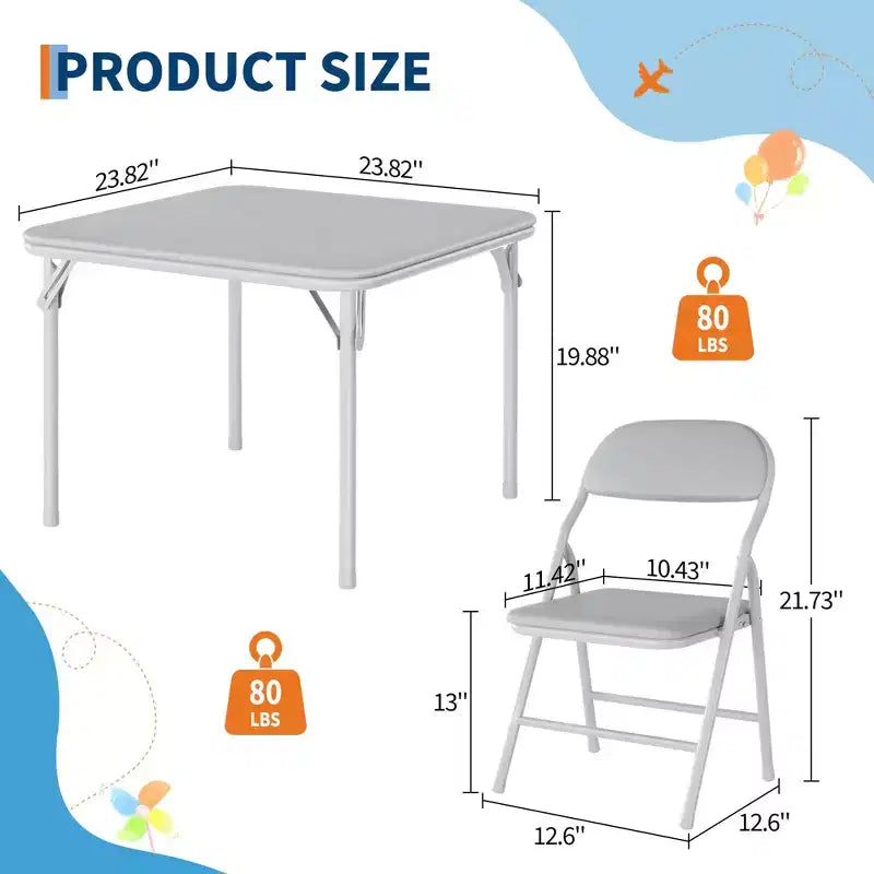 Ensemble table et chaises pliantes, ensemble table et chaises d'activités pour garçons et filles pour salle à manger, garderie, salles de classe