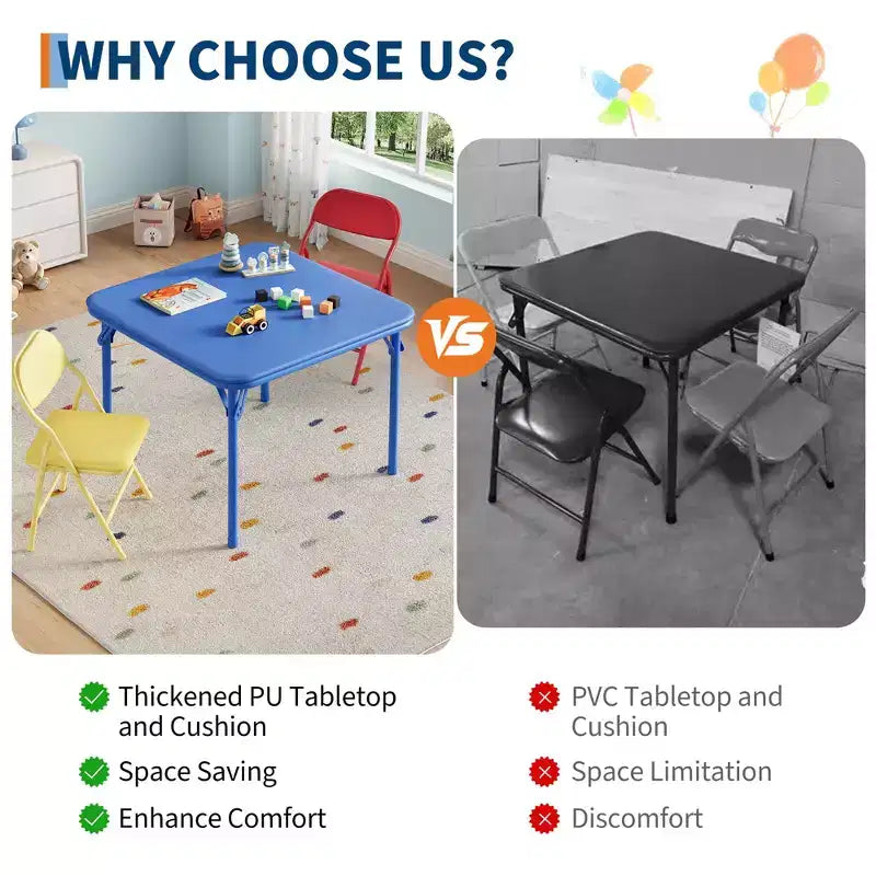 Ensemble table et chaises pliantes, ensemble table et chaises d'activités pour garçons et filles pour salle à manger, garderie, salles de classe