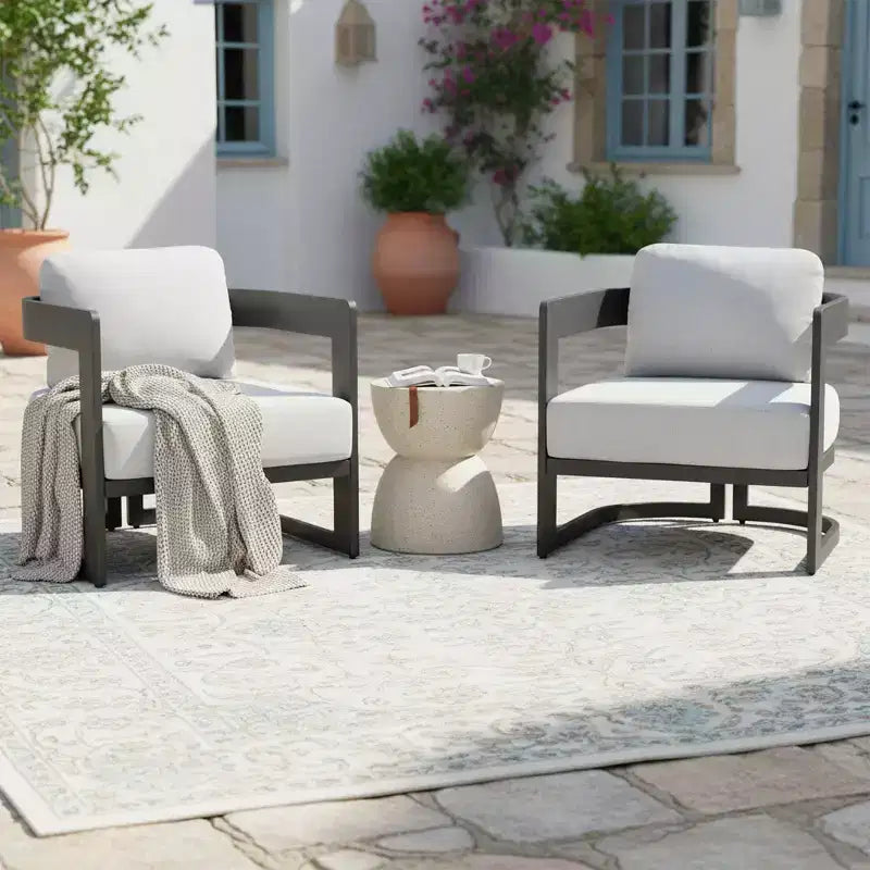 Christopher Knight Home Jerin Fauteuil Club Moderne d'Extérieur en Aluminium avec Rembourrage Oléfine et Coussin