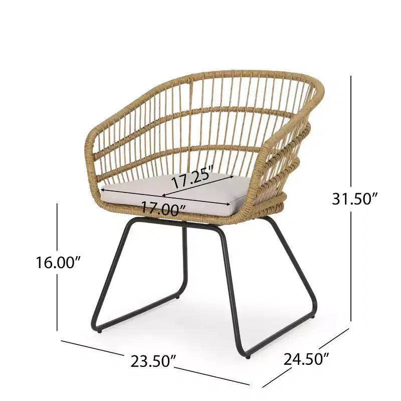 TUYOHW 16 Chaises d'appoint de patio style bohème, lot de 2, chaises de club en rotin osier avec coussin, chaises de salle à manger d'extérieur, sièges de mobilier de patio modernes