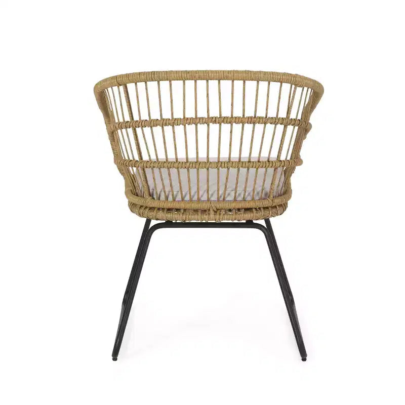 TUYOHW 16 Chaises d'appoint de patio style bohème, lot de 2, chaises de club en rotin osier avec coussin, chaises de salle à manger d'extérieur, sièges de mobilier de patio modernes