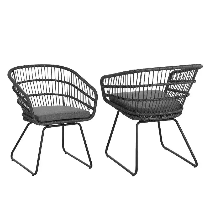 TUYOHW 16 Chaises d'appoint de patio style bohème, lot de 2, chaises de club en rotin osier avec coussin, chaises de salle à manger d'extérieur, sièges de mobilier de patio modernes