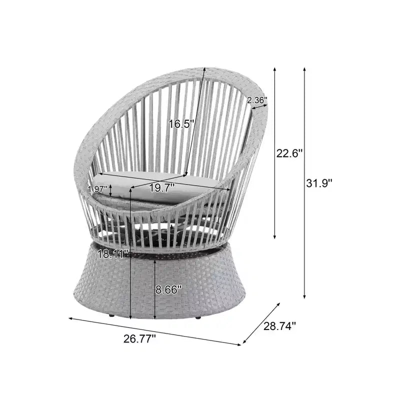 TUYOHW Fauteuils œuf pivotants à 360°, fauteuils d'appoint en rotin PE 1/2 pièce, fauteuil de salon élégant et moderne de 70 cm pour piscine et jardin, sièges d'extérieur