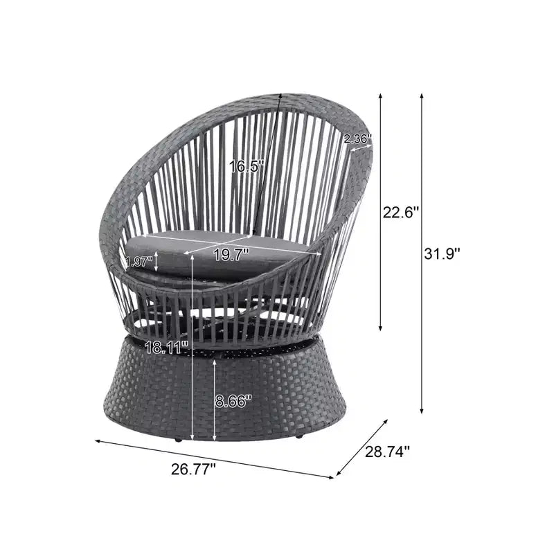 TUYOHW Fauteuils œuf pivotants à 360°, fauteuils d'appoint en rotin PE 1/2 pièce, fauteuil de salon élégant et moderne de 70 cm pour piscine et jardin, sièges d'extérieur