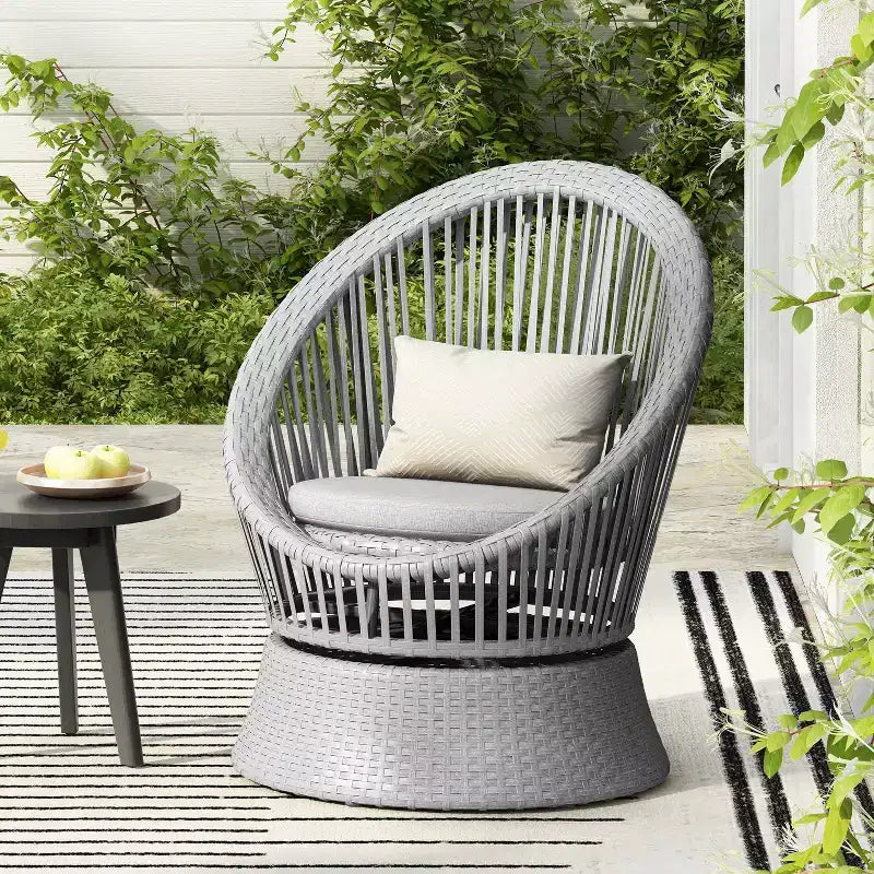 TUYOHW 360 Swivel Egg Chairs,1/2-Piece PE Rattan Patio Accent Chairs,Sleek & Modern 27.6 Lounge Chair for Poolside & Backyard,Outdoor Seating