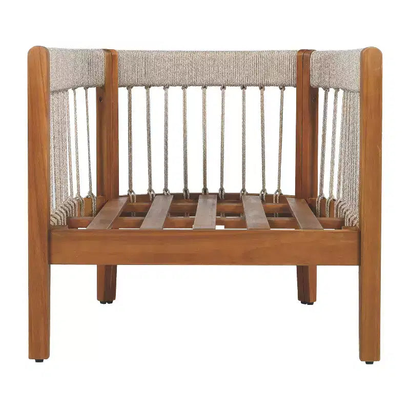 Fauteuils d'appoint de patio TUYOHW avec cadre en corde tressée à la main, 1 pièce, fauteuil de jardin rembourré en acacia pour jardin et cour, capacité de 180 kg