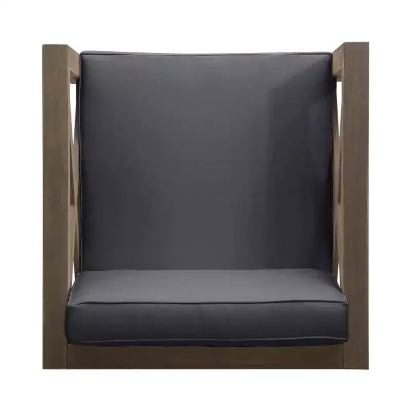 Fauteuil Club en bois d'acacia TUYOHW, fauteuil d'appoint de patio de style moderne du milieu du siècle avec coussin résistant à l'eau pour jardin ou bord de piscine