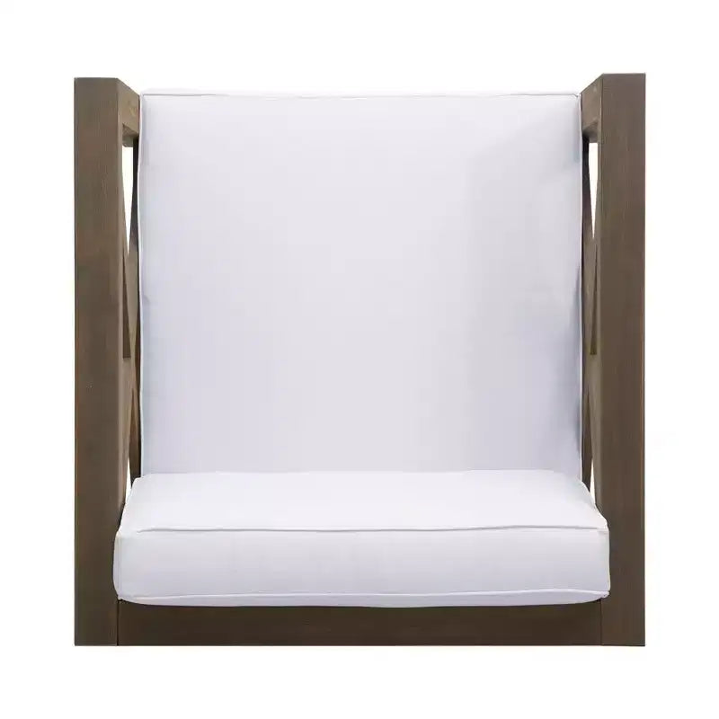 Fauteuil Club en bois d'acacia TUYOHW, fauteuil d'appoint de patio de style moderne du milieu du siècle avec coussin résistant à l'eau pour jardin ou bord de piscine