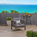 Fauteuil Club en bois d'acacia TUYOHW, fauteuil d'appoint de patio de style moderne du milieu du siècle avec coussin résistant à l'eau pour jardin ou bord de piscine