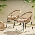 TUYOHW 17 Sleek Patio Accent Chairs Set of 2,Ergonomics Wicker Rattan Outdoor Leisure Chair for Porch,Garden& Backyard,400lbs Capacity