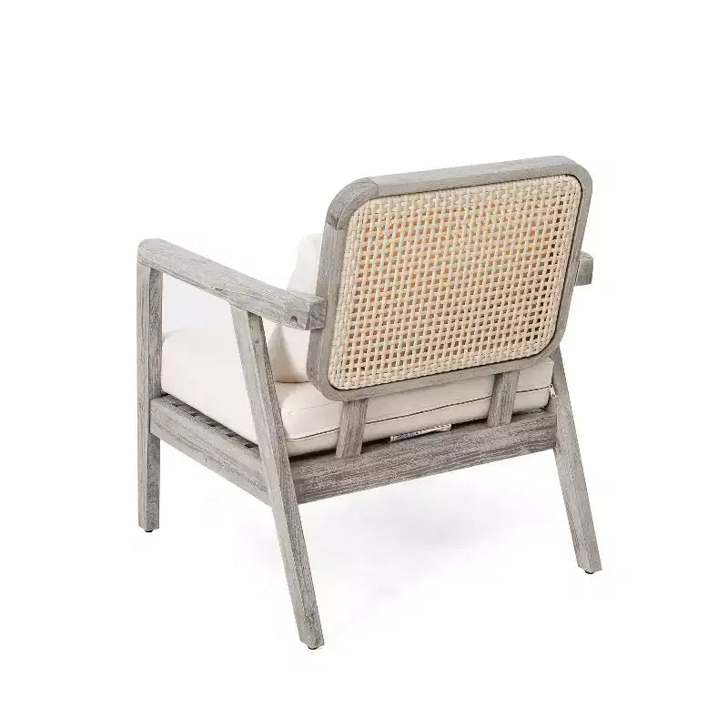 TUYOHW Ensemble de 1/2 fauteuils d'extérieur de style bohème, siège de conversation de patio en acacia, fauteuils club rembourrés pour porche, jardin et arrière-cour, capacité de 181 kg