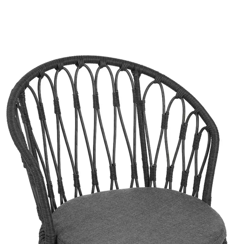 TUYOHW 17.5 Chaises d'appoint de patio style bohème, ensemble de 2, chaises de salle à manger avec 2 coussins, chaises longues d'extérieur pour l'arrière-cour, le porche et le jardin, gris
