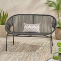 TUYOHW PP Rattan Patio Loveseat,Sturdy Iron 2-Seater Accent Chair,Modern Outdoor Lounge Chair for Porch,Backyard & Garden,Patio Furniture Seating
