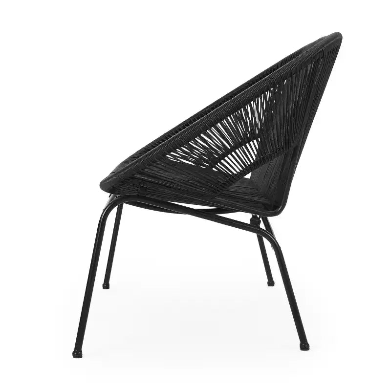 TUYOHW PP Canapé de Jardin en Rotin, Causeuse 2 Places Robuste en Fer, Chaise Longue d'Extérieur Moderne pour Porche, Jardin et Patio, Sièges de Mobilier de Patio