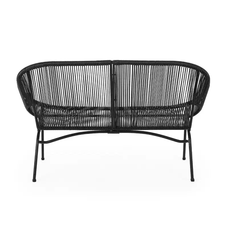 TUYOHW PP Canapé de Jardin en Rotin, Causeuse 2 Places Robuste en Fer, Chaise Longue d'Extérieur Moderne pour Porche, Jardin et Patio, Sièges de Mobilier de Patio