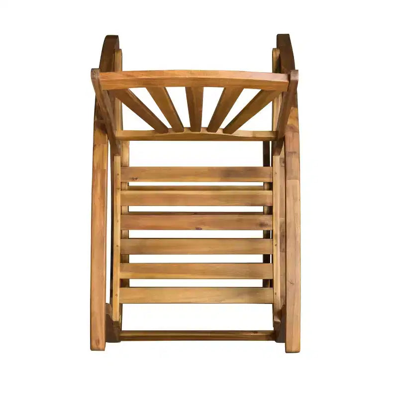 Fauteuil inclinable de style Bohème TUYOHW, fauteuil à bascule en acacia de qualité supérieure avec repose-pieds rétractable pour jardin, véranda et arrière-cour, chaise de loisirs d'extérieur