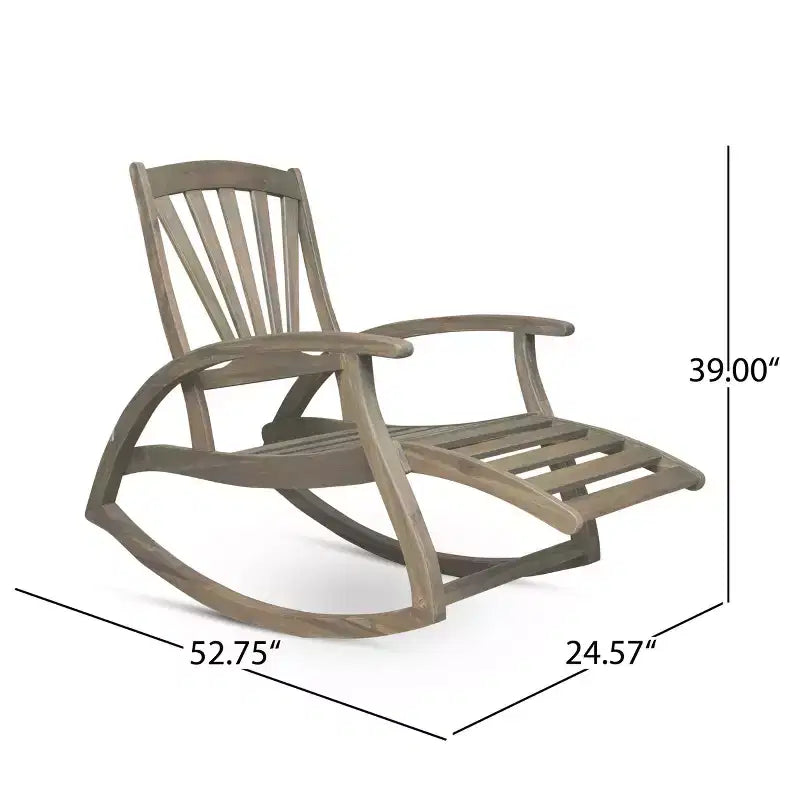Fauteuil inclinable de style Bohème TUYOHW, fauteuil à bascule en acacia de qualité supérieure avec repose-pieds rétractable pour jardin, véranda et arrière-cour, chaise de loisirs d'extérieur