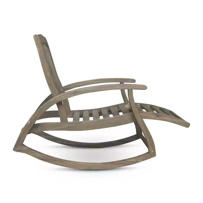 Fauteuil inclinable de style Bohème TUYOHW, fauteuil à bascule en acacia de qualité supérieure avec repose-pieds rétractable pour jardin, véranda et arrière-cour, chaise de loisirs d'extérieur