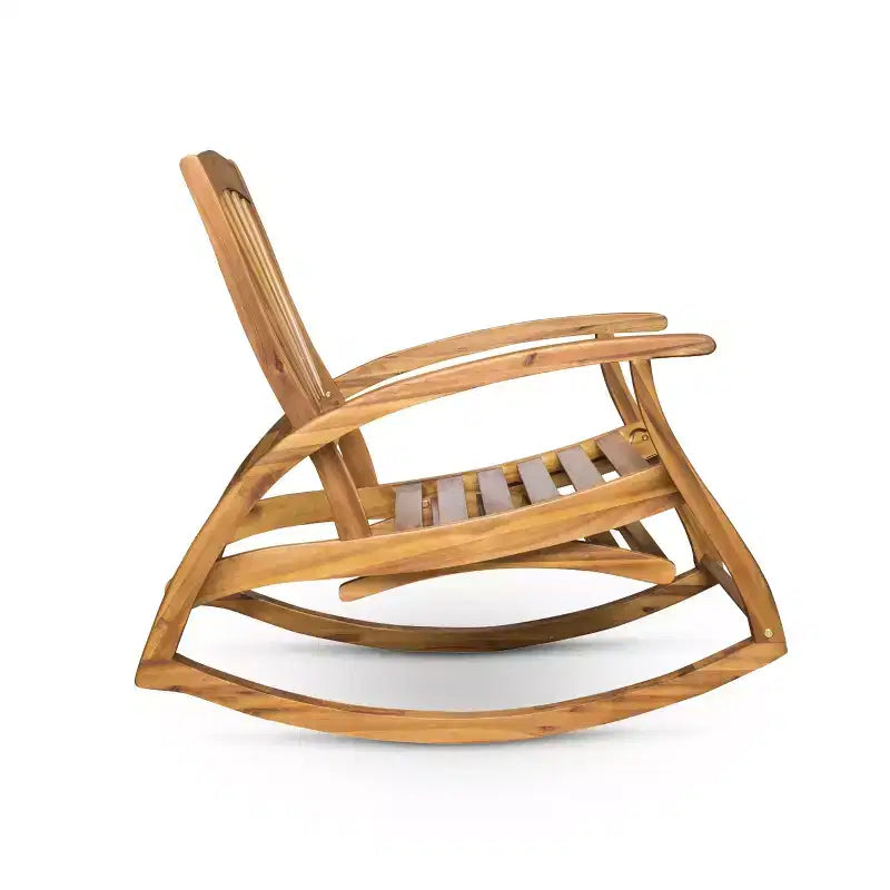 Fauteuil inclinable de style Bohème TUYOHW, fauteuil à bascule en acacia de qualité supérieure avec repose-pieds rétractable pour jardin, véranda et arrière-cour, chaise de loisirs d'extérieur