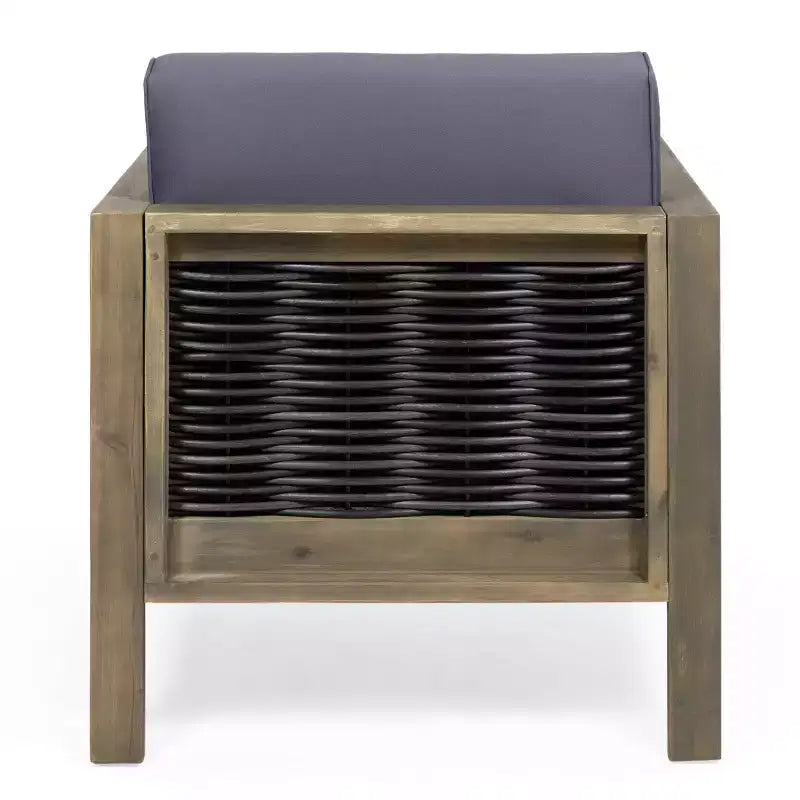 TUYOHW Fauteuils d'appoint de terrasse avec cadre en osier, 1 pièce, fauteuil de jardin rembourré en acacia pour arrière-cour, patio et jardin, capacité de 180 kg