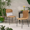 TUYOHW Boho Style Wicker Rattan Patio Accent Chairs,Set of 2,Outdoor Dining Chairs with Sleek Legs & Foot Pads,Patio Furniture Seating,Natural/Black