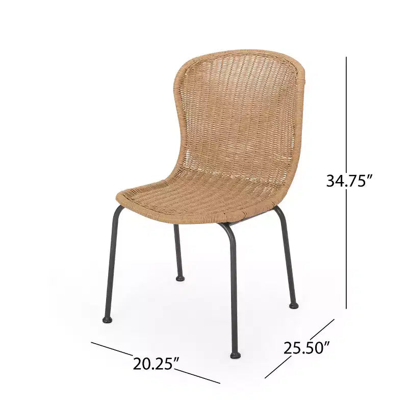 TUYOHW Chaises d'appoint de terrasse en rotin et osier style bohème, lot de 2, chaises de salle à manger d'extérieur avec pieds élégants et patins, mobilier de jardin, naturel/noir