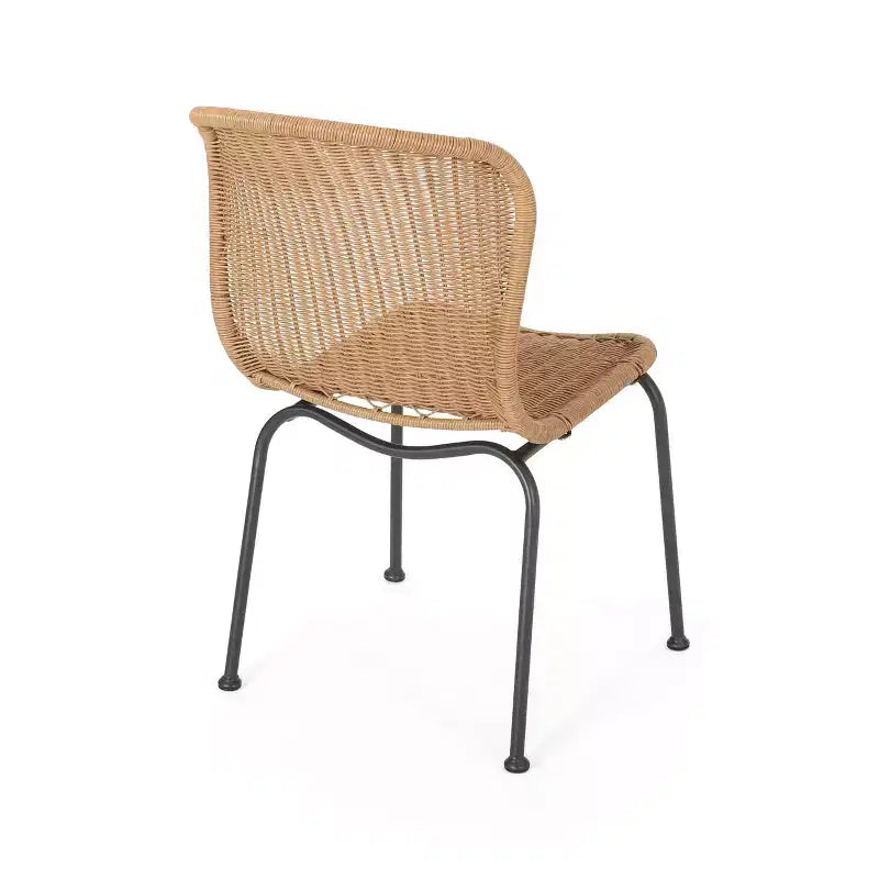 TUYOHW Chaises d'appoint de terrasse en rotin et osier style bohème, lot de 2, chaises de salle à manger d'extérieur avec pieds élégants et patins, mobilier de jardin, naturel/noir
