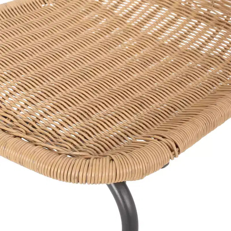 TUYOHW Chaises d'appoint de terrasse en rotin et osier style bohème, lot de 2, chaises de salle à manger d'extérieur avec pieds élégants et patins, mobilier de jardin, naturel/noir
