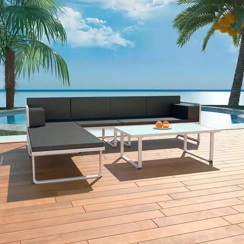 vidaXL Salon de jardin 4 pièces avec coussins Aluminium Noir