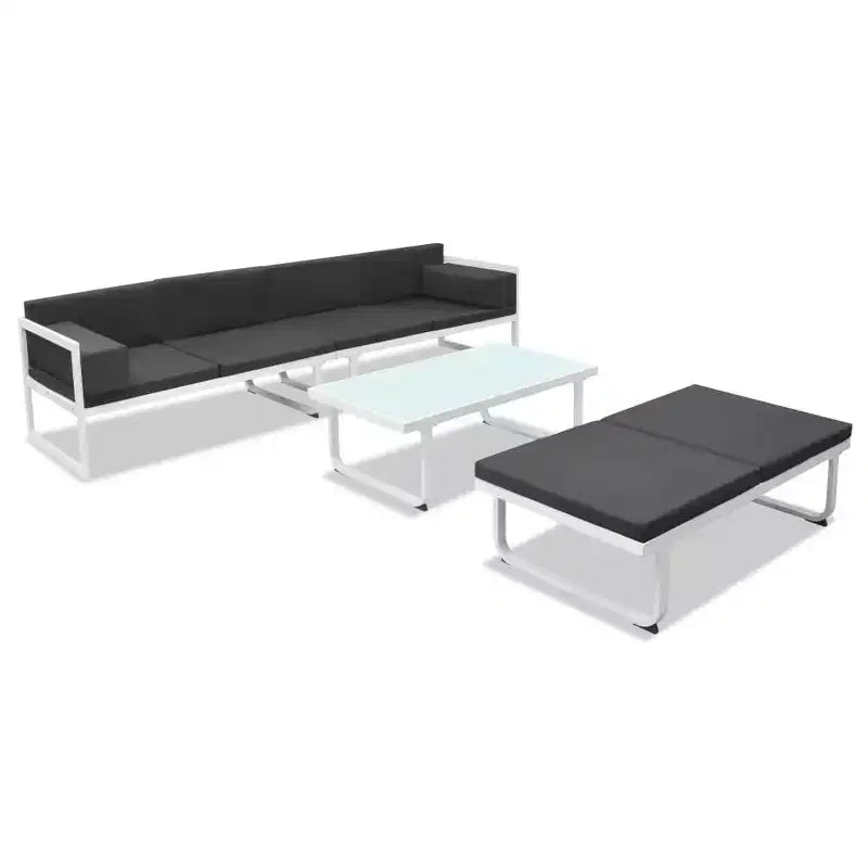 vidaXL Salon de jardin 4 pièces avec coussins Aluminium Noir