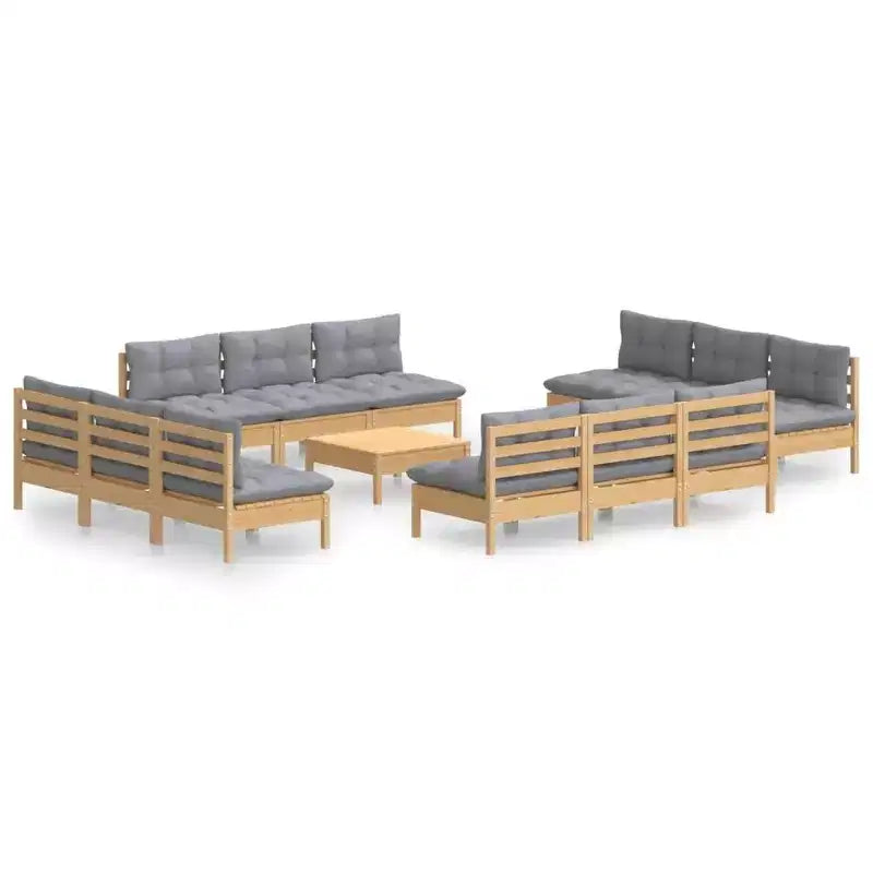 vidaXL Garden Lounge Set Grey, Natural Wood