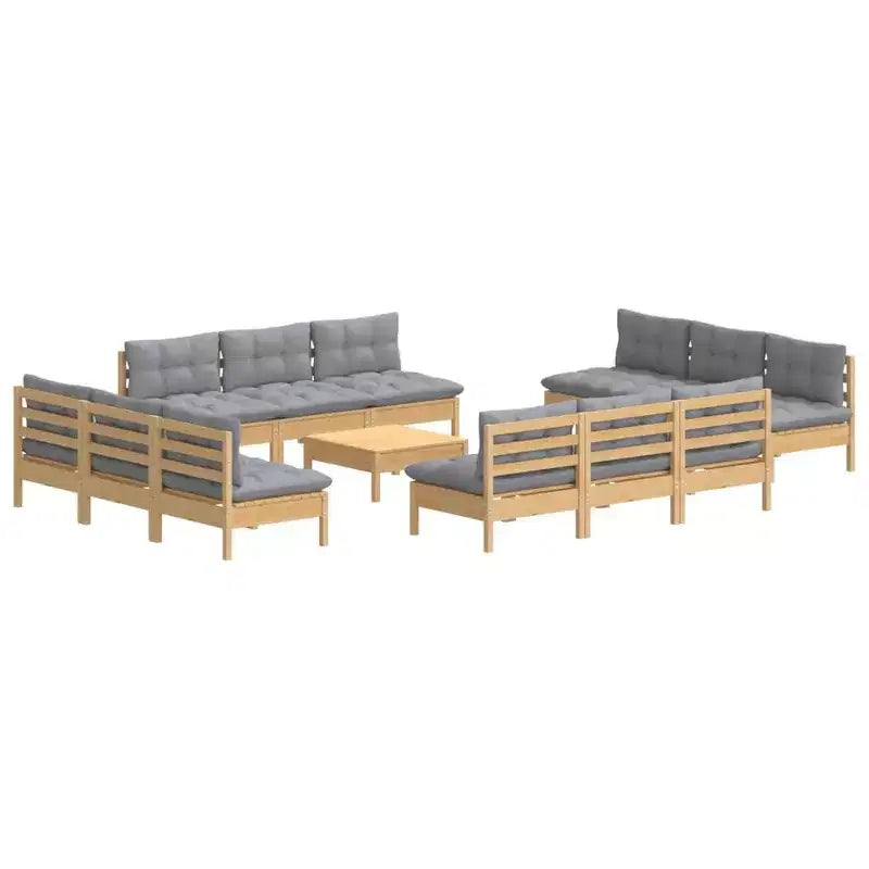 vidaXL Ensemble de jardin lounge bois naturel, gris