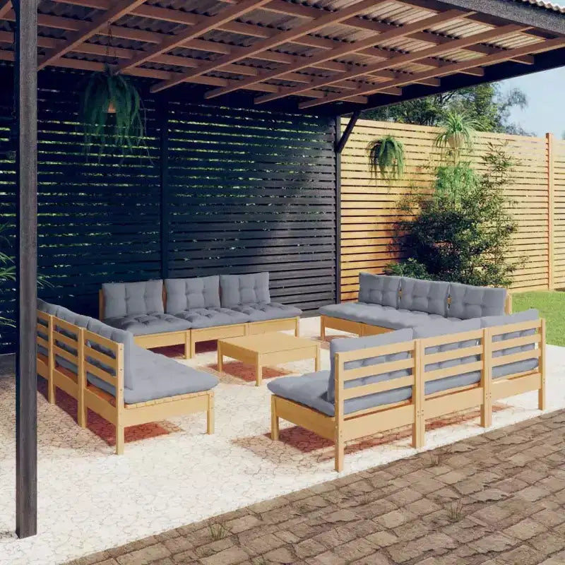 vidaXL Ensemble de jardin lounge bois naturel, gris
