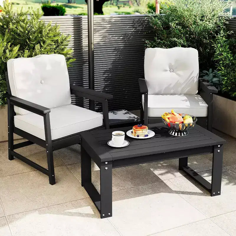 Ensemble de 2 fauteuils de patio extérieur COZONY avec coussins épais, fauteuils de club en PEHD toutes saisons