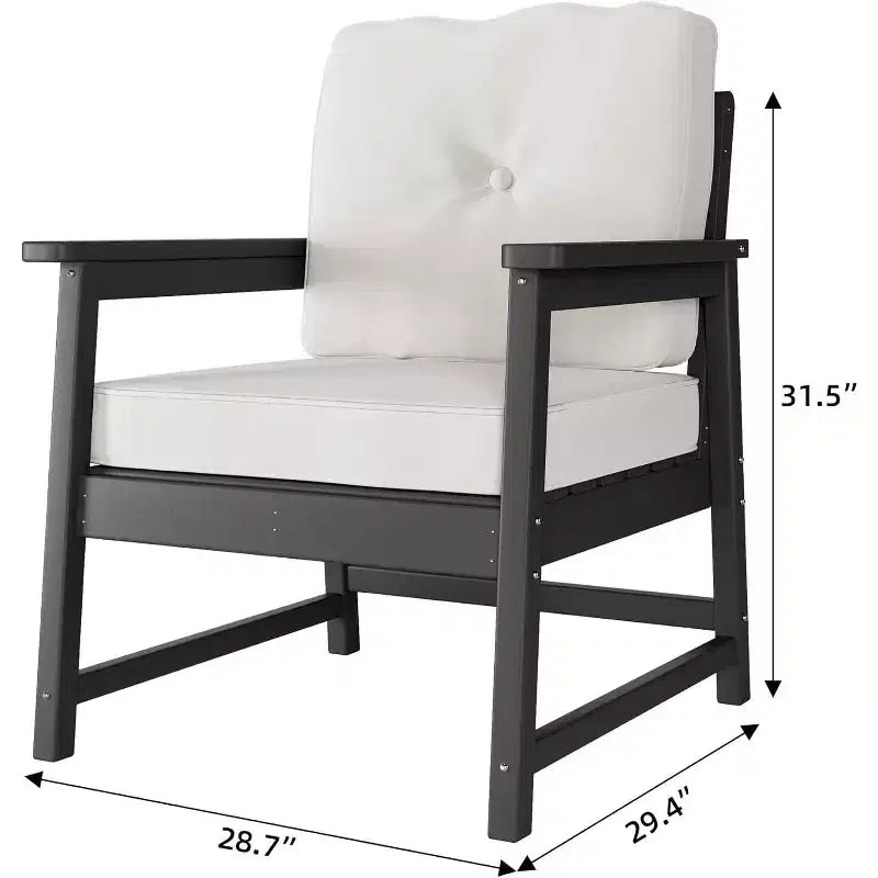 Ensemble de 2 fauteuils de patio extérieur COZONY avec coussins épais, fauteuils de club en PEHD toutes saisons