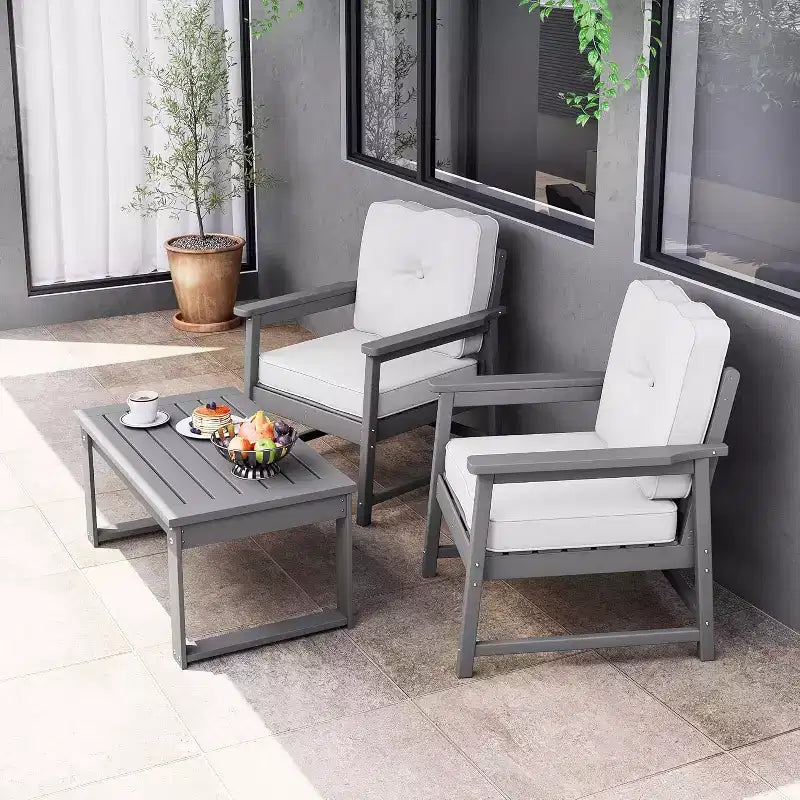 Ensemble de 2 fauteuils de patio extérieur COZONY avec coussins épais, fauteuils de club en PEHD toutes saisons