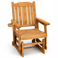 Karl Home | Classic Teak-Finish Fir Wood Patio Glider Chair